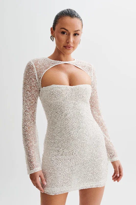 A perfect wardrobe for fashionable women   Paxton Pearl Beaded Mini Dress - White