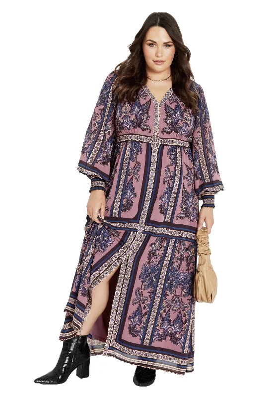 Classic pieces for a timeless wardrobe   Serene Placement Sleeved Maxi Dress