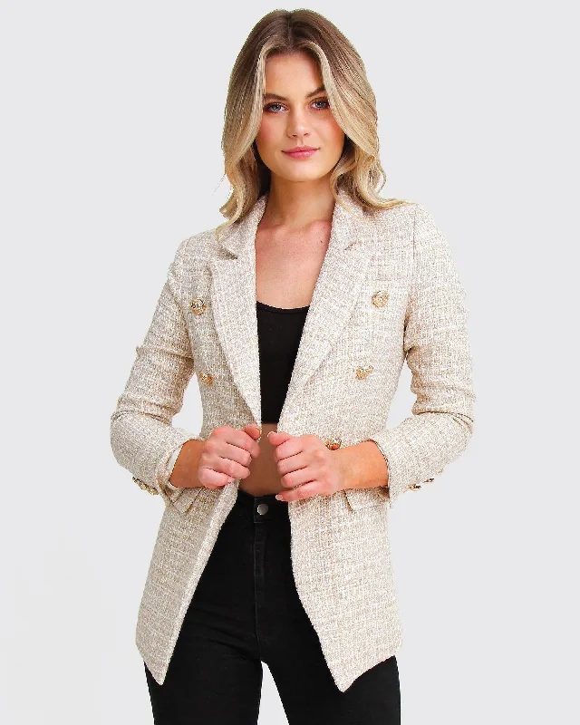 Casual yet chic women’s outfits for work or play   Princess Polina Textured Weave Blazer