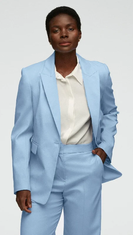 Trendy women’s clothing    Single Button Blazer in Seasonless Wool | Sky