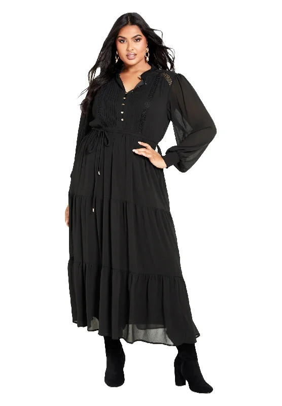 Stylish clothing designed to flatter every woman   Jasmine Long Sleeve Tiered Maxi Dress