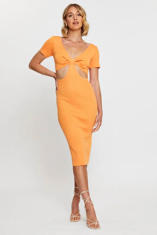 Fashionable clothing to fit every body type   Orange Mini Dress Halter Neck