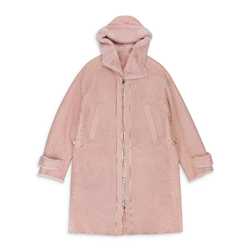 A perfect wardrobe for fashionable women   DOUBLE-SIDED SHEEPSKIN PINK COAT