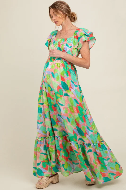 Women’s fashion that reflects your personality Light Coral Smocked Ruffle Sleeve Maternity Maxi Dress Women’s fashion that reflects your personality Light Coral Smocked Ruffle Sleeve Maternity Maxi Dress