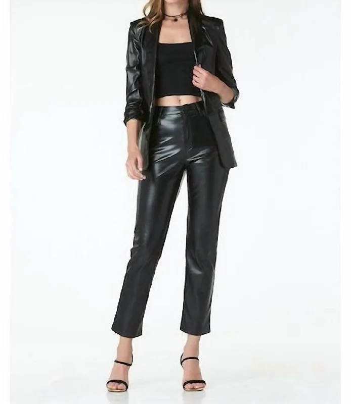 Chic for every occasion and style   Kia Vegan Leather Blazer In Black