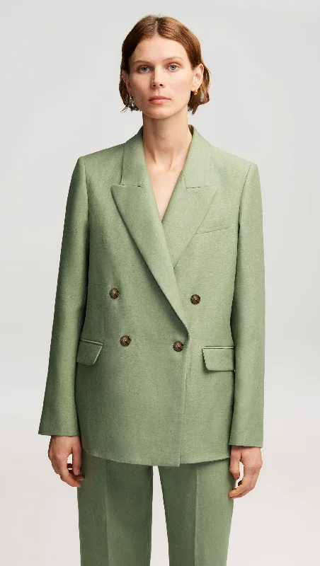 Versatile fashion for every type of woman   Peak Lapel Blazer in Linen | Sage