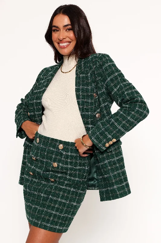 Summer-ready fashion for stylish women   Jules Twill Plaid Blazer - Green
