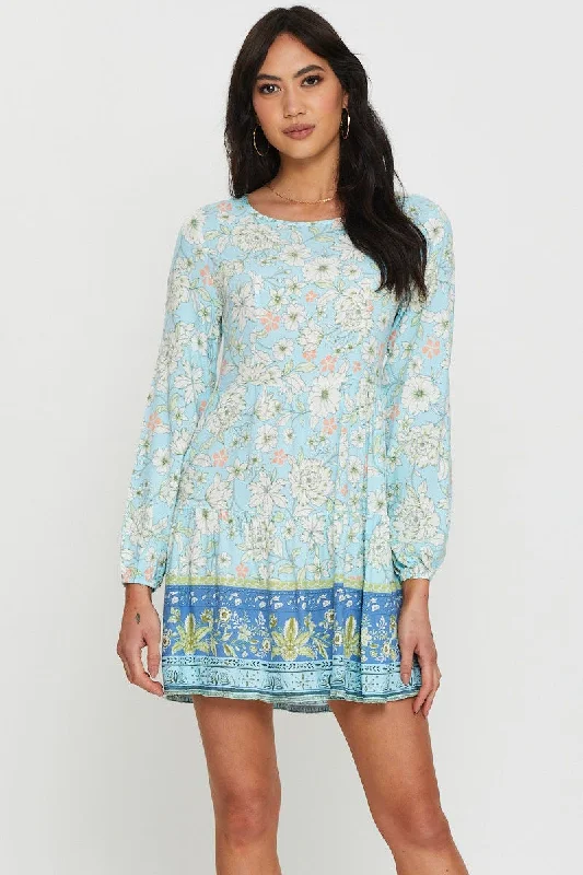 High-quality women’s wear for everyday elegance   Boho Print Mini Dress Long Sleeve