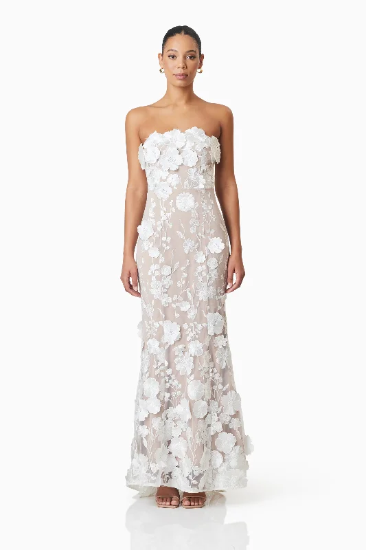 Tiana Floral Maxi Dress in White