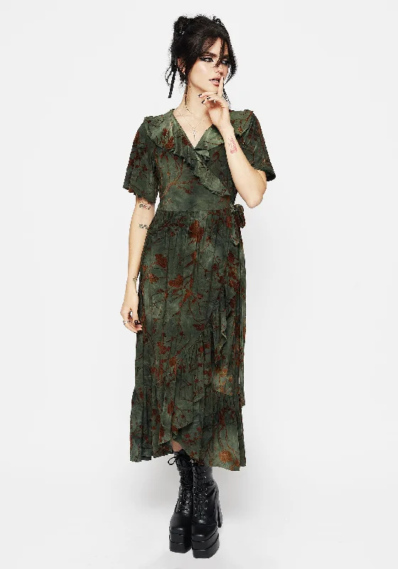 Witchfire Ruffle Midaxi Wrap Dress