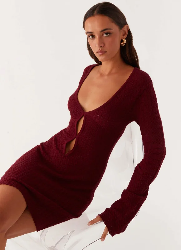 Lavelle Knit Mini Dress - Maroon