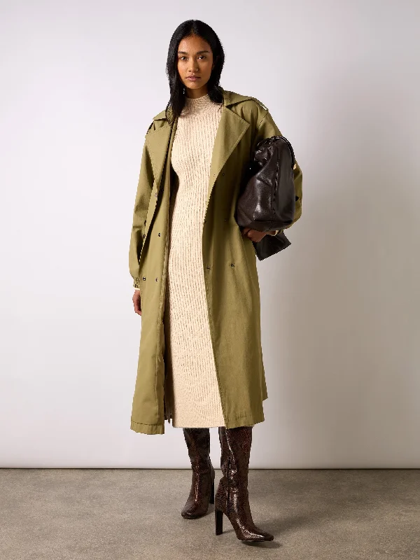 Petite Khaki Belted Trench Coat