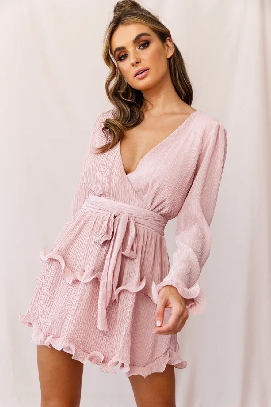 Greta Tiered Ruffle Chiffon Dress Blush