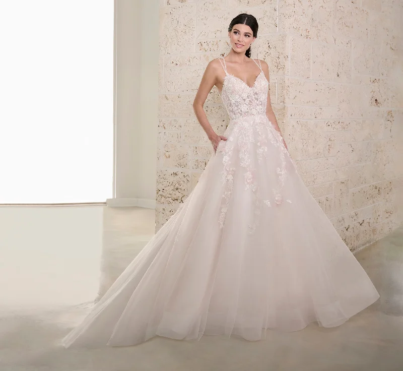 Tulle And Lace A-Line Gown In Ivory Blush