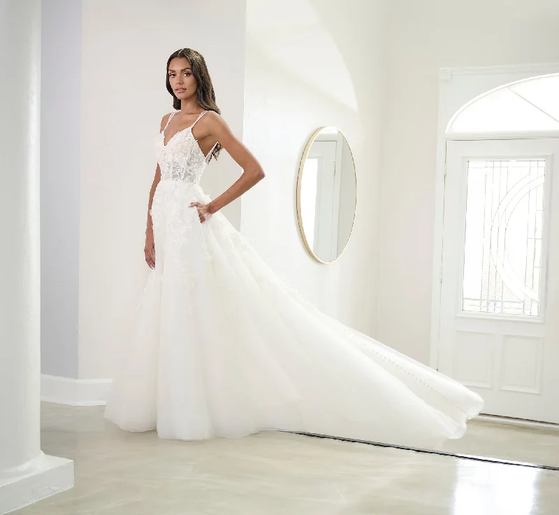 Tulle And Lace A-Line Gown In Ivory