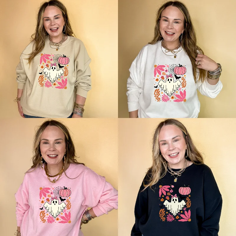 Online Exclusive |  Pretty Boo and Halloween Icons Graphic Sweatshirt in Multiple Color Options