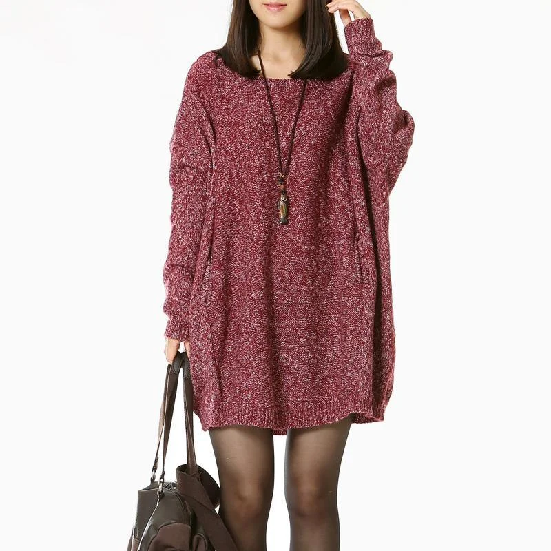 Trendsetting women’s clothing for fashion lovers   Burgundy slouchy women sweater dresses