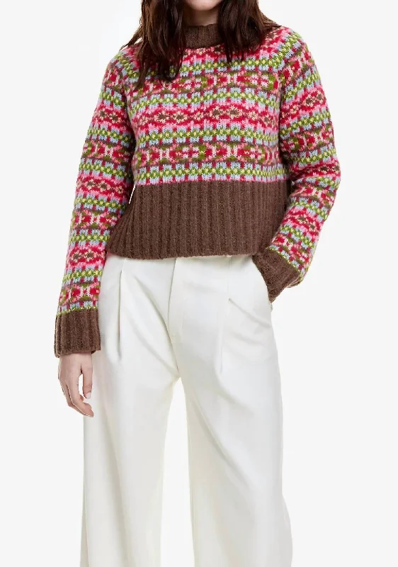 Perfect fashion pieces for the busy woman   Fair Isle Crew Sweater In Pink Multi