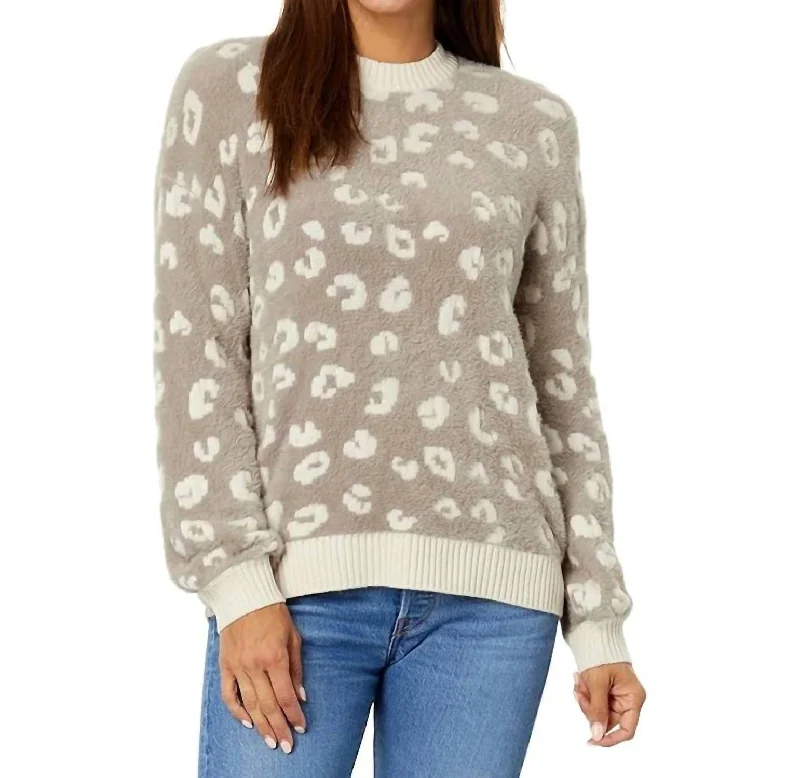 Stylish plus-size clothing for women   Fuzzy Leopard Sweater In Camel