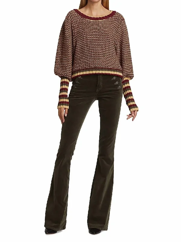 Bold and beautiful clothing for every woman   Hadar Sweater In Bordeaux Olive Butterscotch