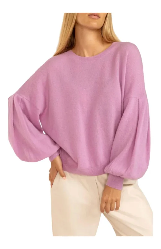 Refresh your closet with chic and comfy styles   Mimi Puff Balloon Sweater In Mauve