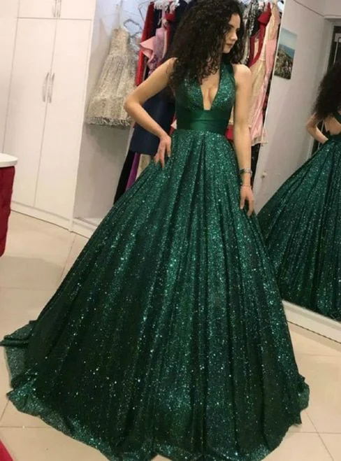 Designer-inspired women’s fashion at affordable prices A-Line V-Neck Open Back Dark Green Sequin Prom Dress cg736 Designer-inspired women’s fashion at affordable prices A-Line V-Neck Open Back Dark Green Sequin Prom Dress cg736